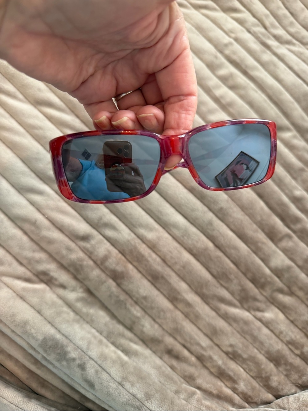 Women or Mens Red & Purple Patterned Sunglasses by Jonathan Paul fitovers - Picture 2 of 6